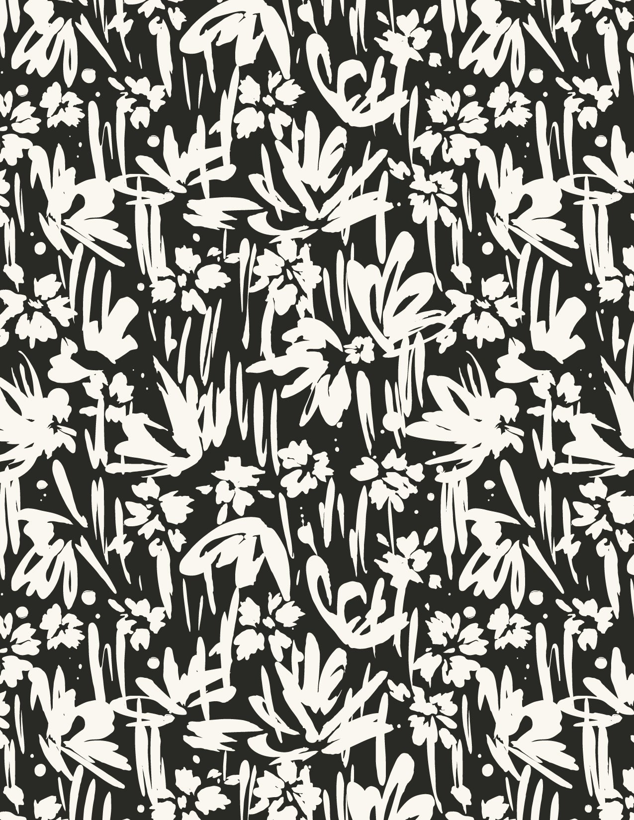 Paintbrush Floral - Black and White