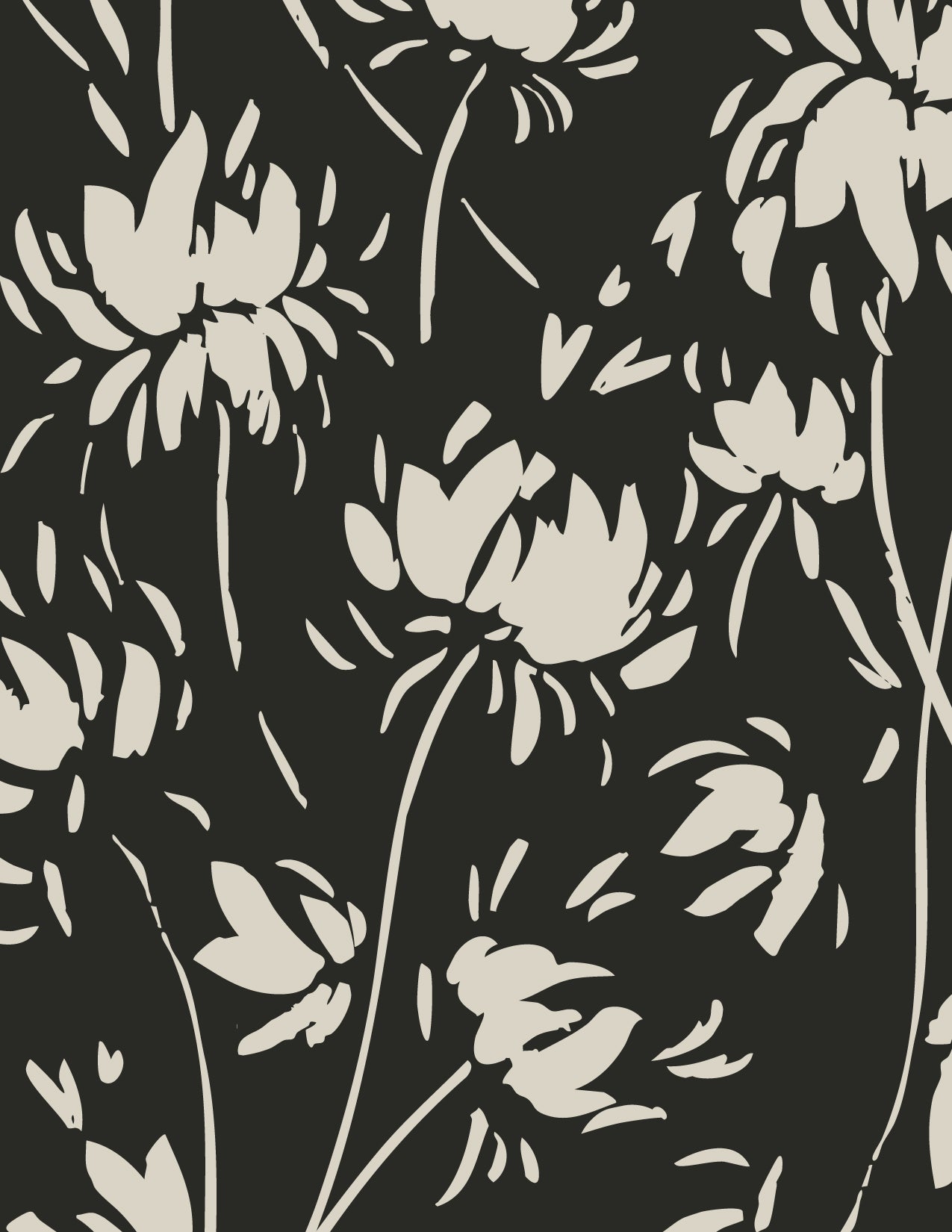 Vintage Vines Floral - Black and Cream