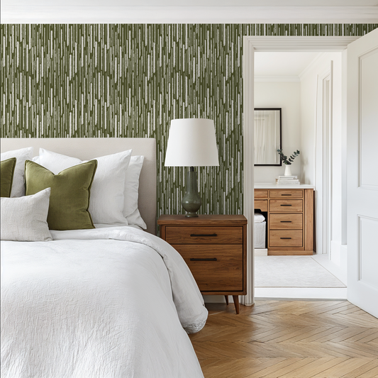 Earthy Brush Stroke Stripes Green
