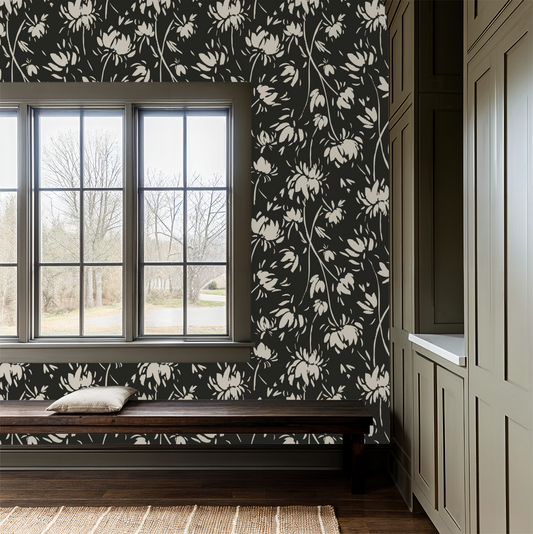 Vintage Vines Floral - Black and Cream