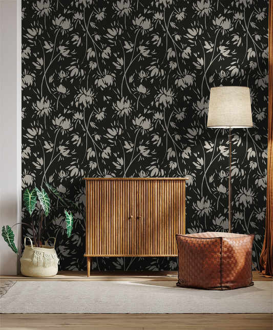 Vintage Vines Floral - Black and Cream